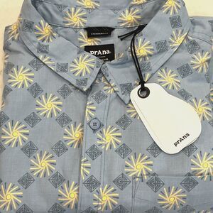 prAna NEW Mens XL Stimmersee Short Sleeve Shirt Crescent Bay‎ Geometric Retro
